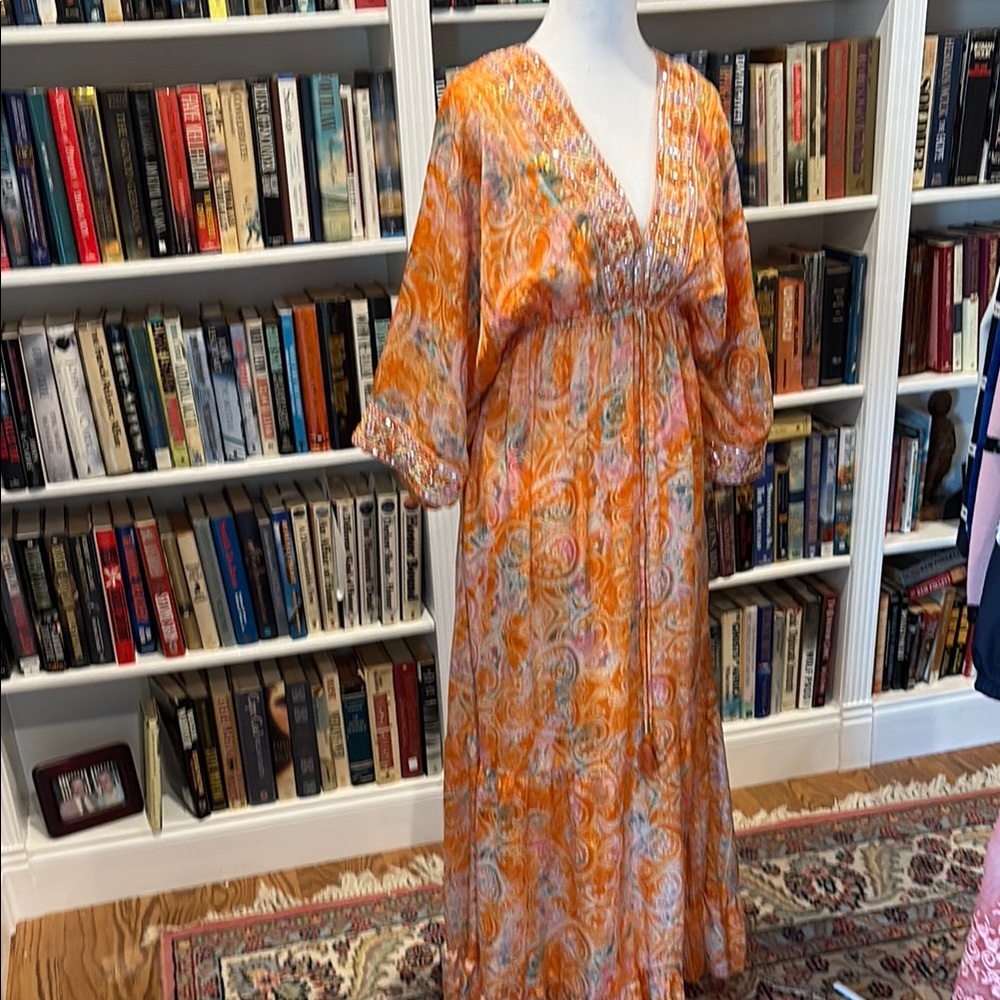 Orange Paisley Maxi Dress